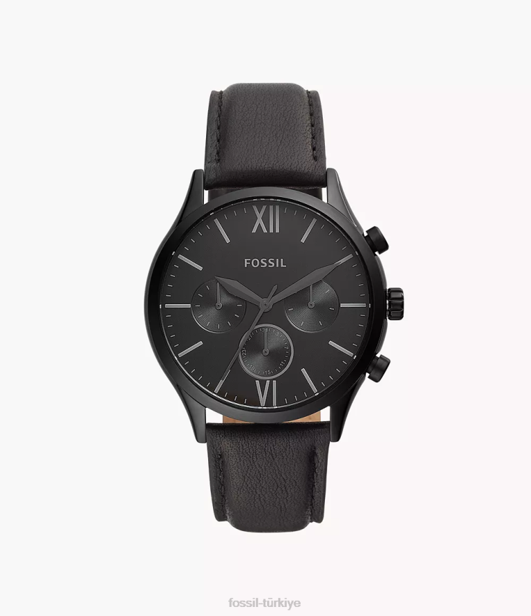Fossil 6J041514 siyah fenmore çok fonksiyonlu deri saat kol saati erkekler