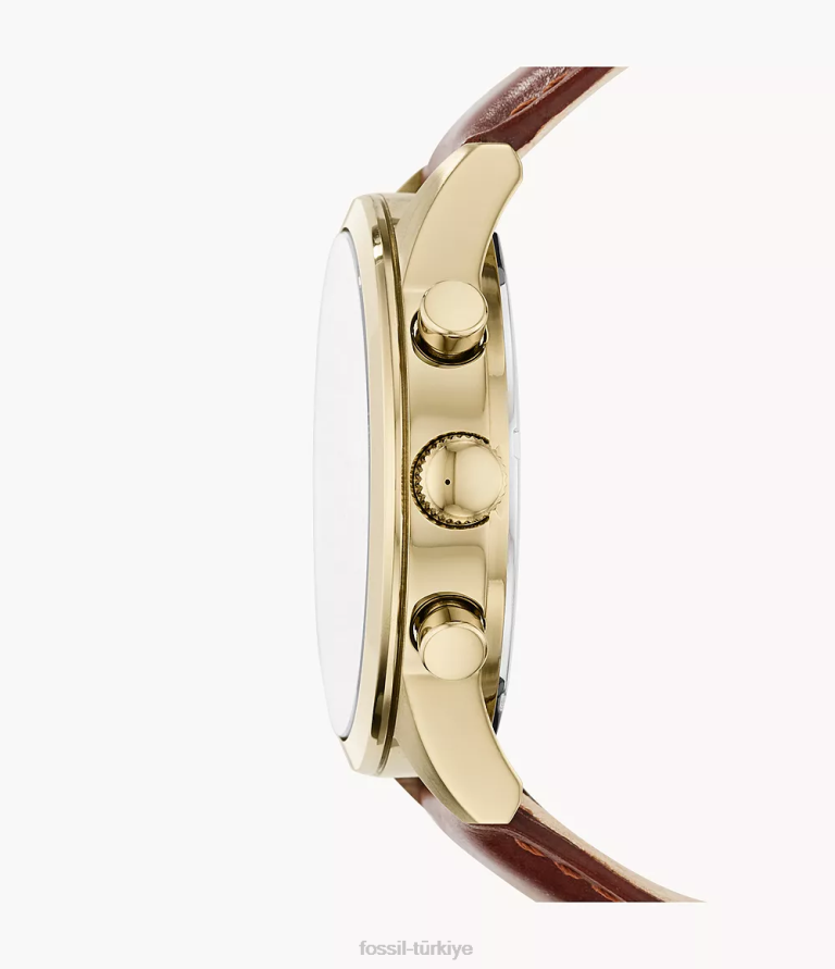 Fossil 6J041520 kahverengi Flynn kronograf deri saat kol saati erkekler