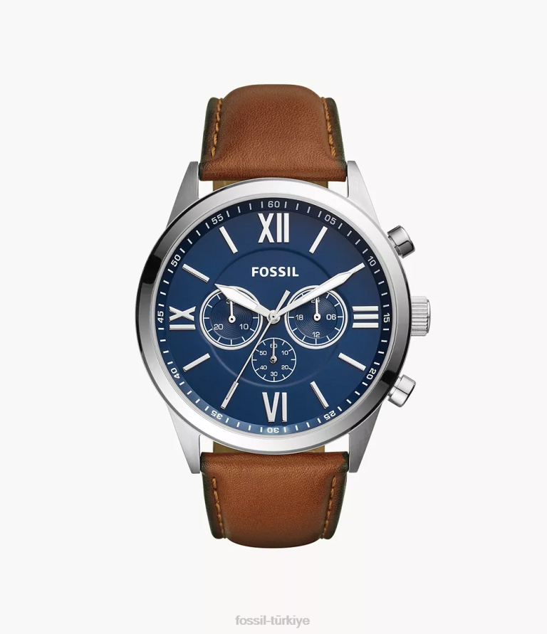 Fossil 6J041523 kahverengi Flynn kronograf deri saat kol saati erkekler