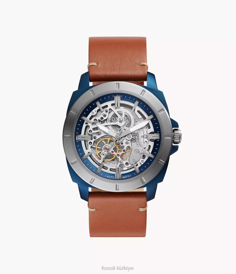 Fossil 6J041537 kahverengi Privateer spor mekanik bagaj deri saat kol saati erkekler
