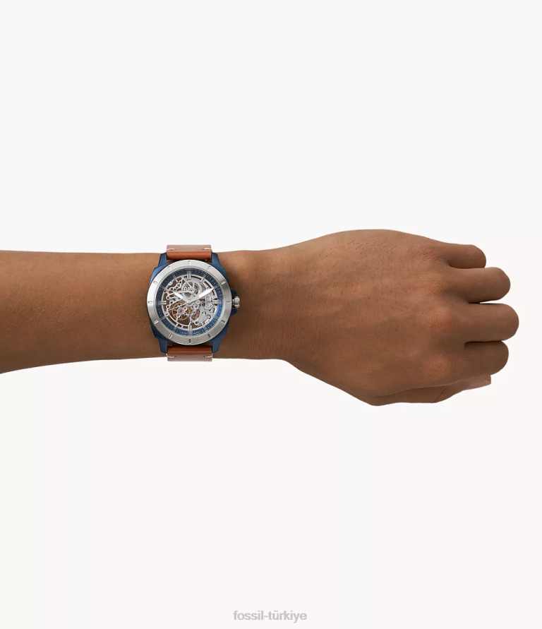 Fossil 6J041537 kahverengi Privateer spor mekanik bagaj deri saat kol saati erkekler