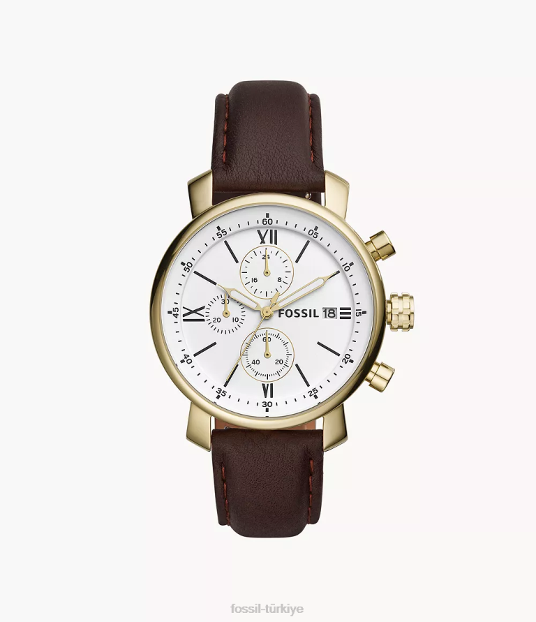 Fossil 6J041545 kahverengi rhett kronograf deri saat kol saati erkekler