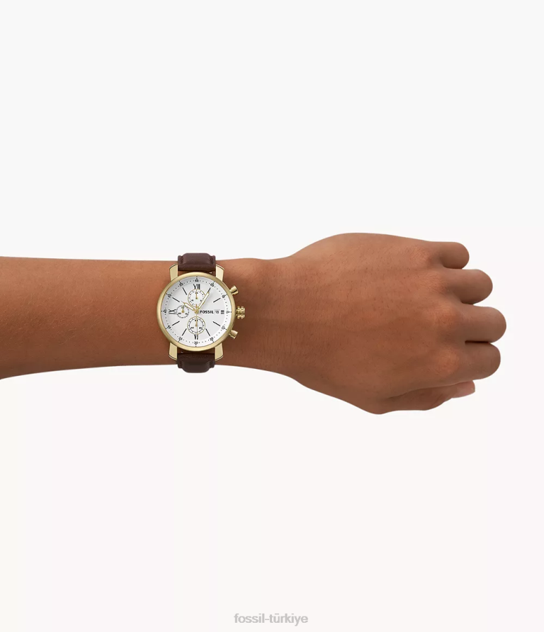 Fossil 6J041545 kahverengi rhett kronograf deri saat kol saati erkekler