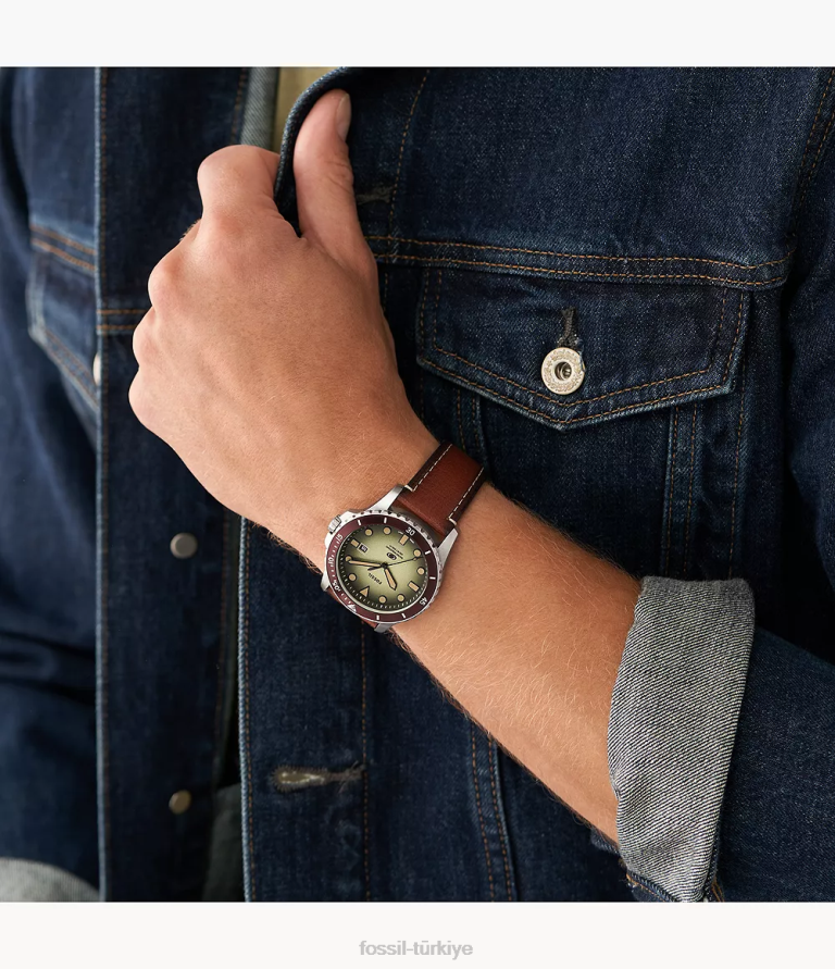 Fossil 6J041573 mavi üç ibreli tarih litehide deri saat kol saati erkekler