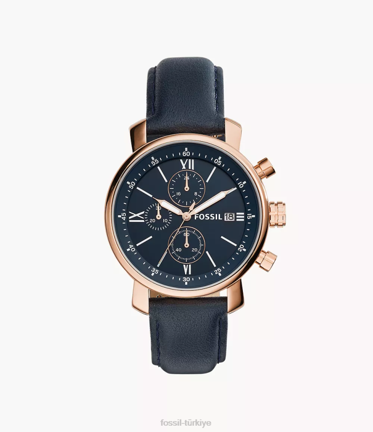 Fossil 6J041581 Donanma rhett kronograf deri saat kol saati erkekler