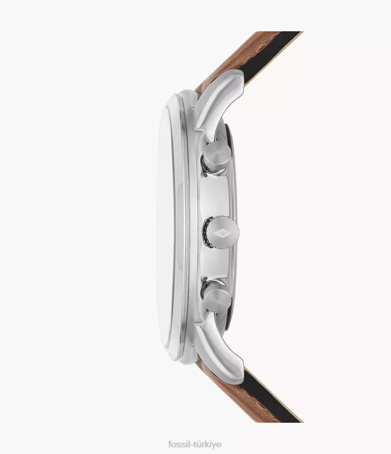 Fossil 6J041595 bronzluk minimalist kronograf litehide deri saat kol saati erkekler