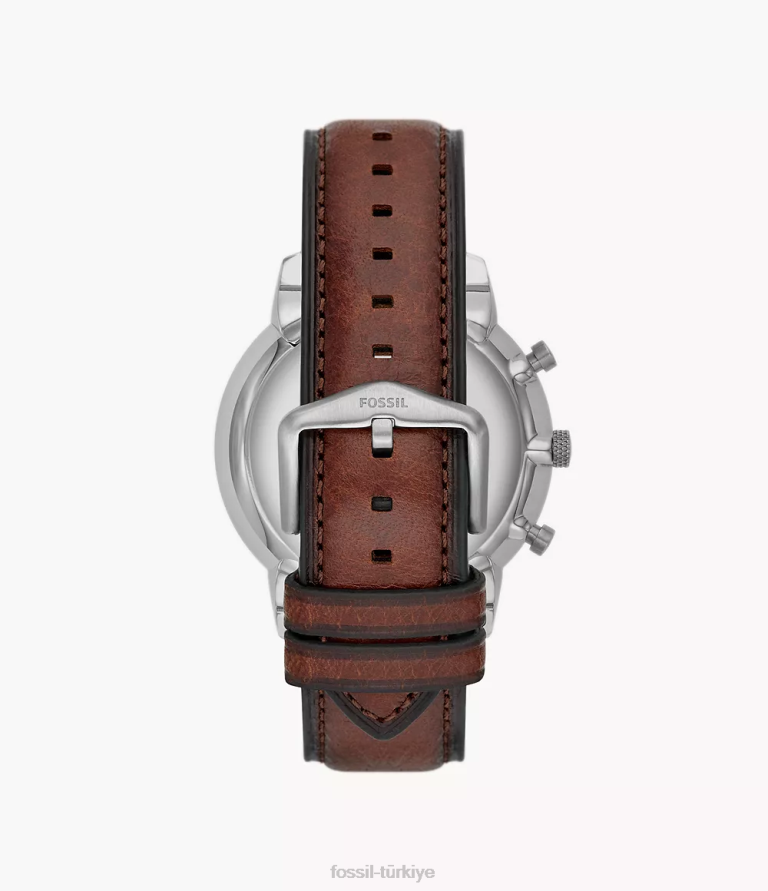 Fossil 6J041603 orta kahverengi nötr kronograf litehide deri saat kol saati erkekler