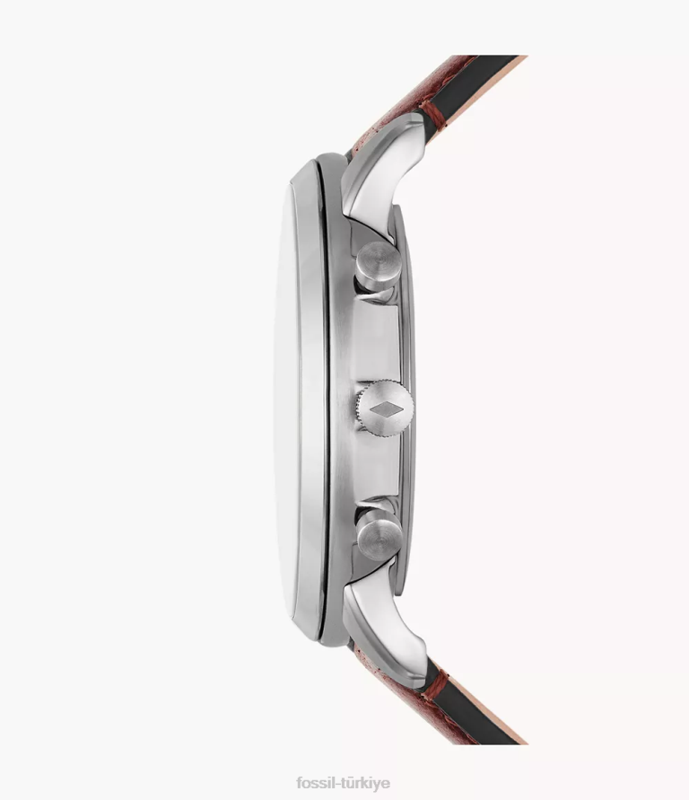 Fossil 6J041603 orta kahverengi nötr kronograf litehide deri saat kol saati erkekler