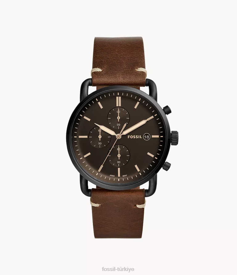 Fossil 6J041607 kahverengi banliyö kronograf deri saat kol saati erkekler