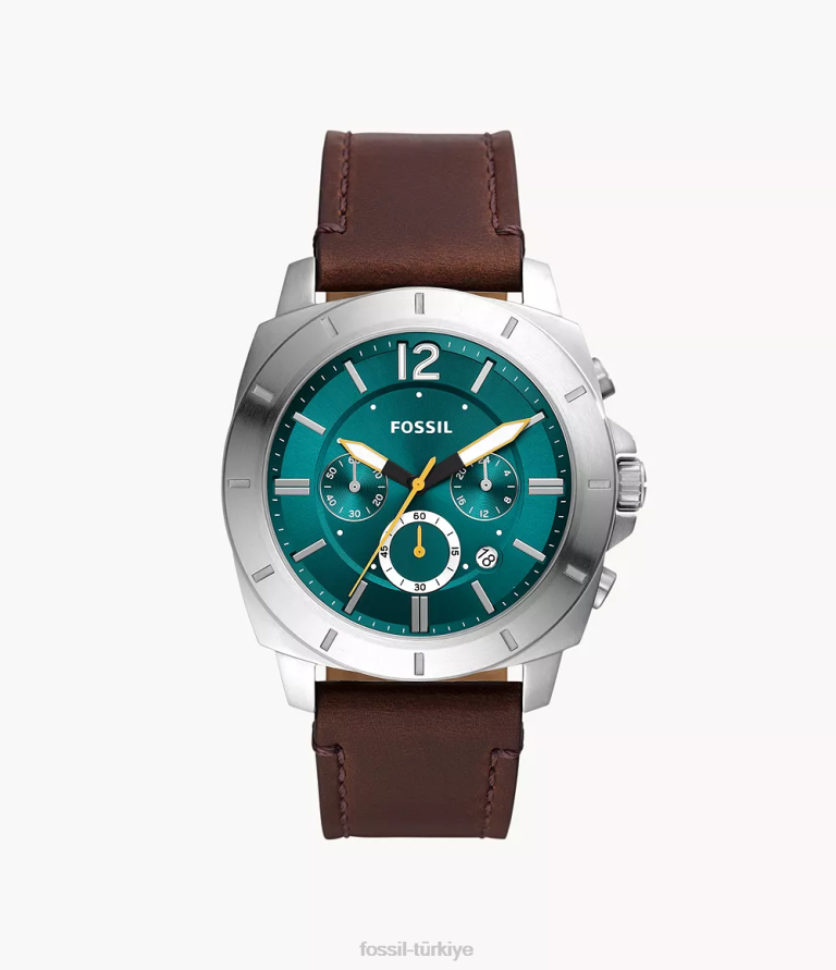 Fossil 6J041608 kahverengi Privateer kronograf deri saat kol saati erkekler