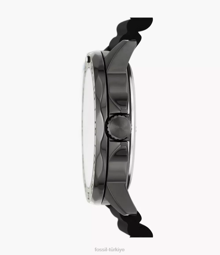 Fossil 6J041544 siyah bannon üç ibreli silikon saat kol saati erkekler