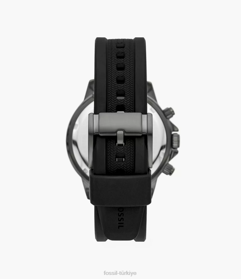 Fossil 6J041606 siyah bannon çok fonksiyonlu silikon saat kol saati erkekler