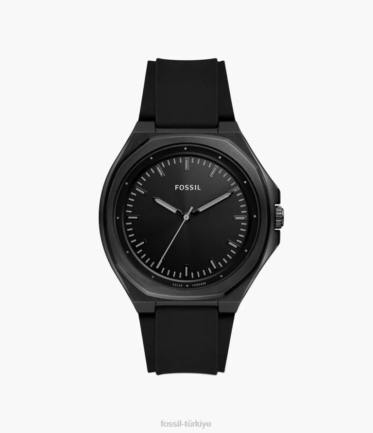 Fossil 6J041612 siyah evanston güneş enerjisiyle çalışan silikon saat kol saati erkekler