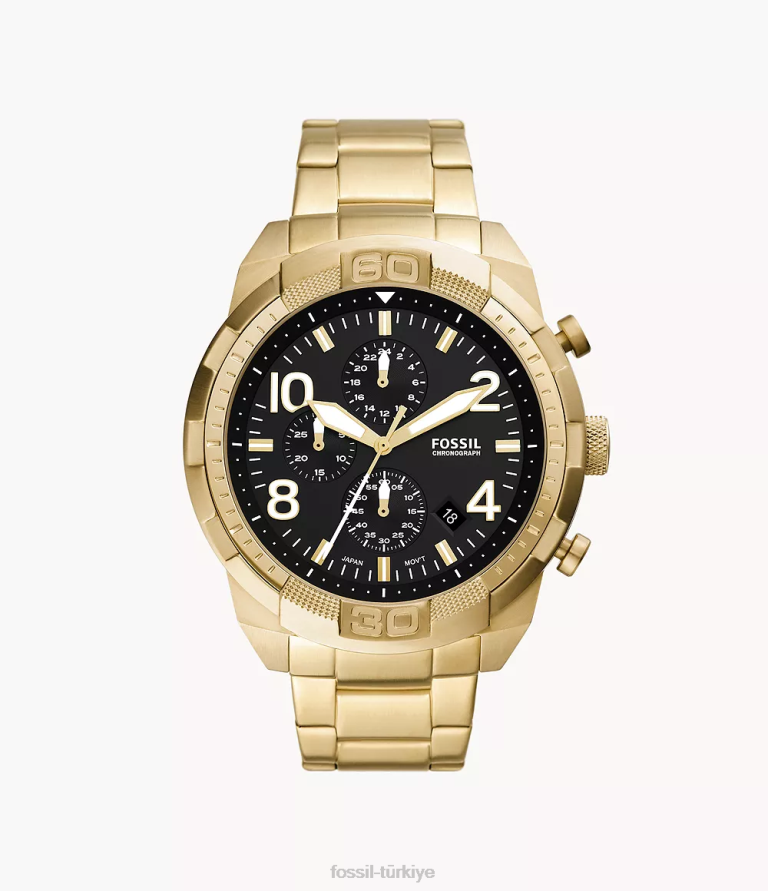 Fossil 6J041339 altın tonu bronson kronograf paslanmaz çelik saat kol saati erkekler
