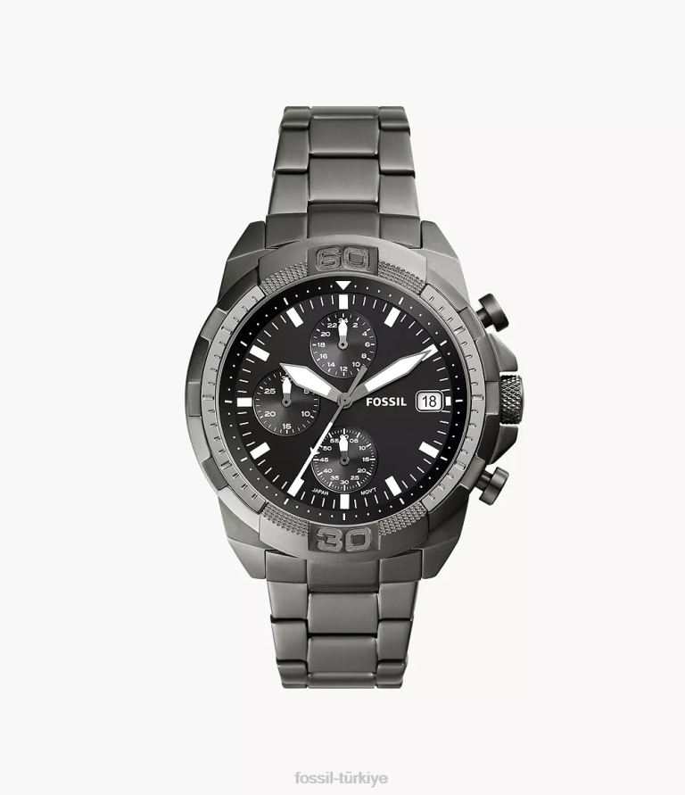 Fossil 6J041341 Sigara içmek bronson kronograf paslanmaz çelik saat kol saati erkekler