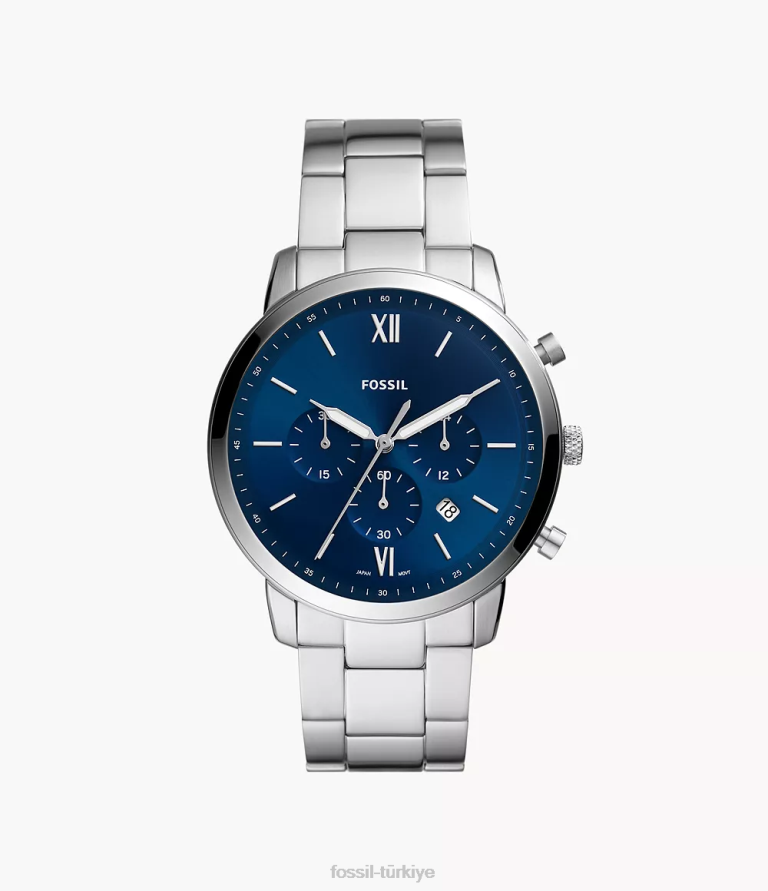 Fossil 6J041343 gümüş ton nötr kronograf paslanmaz çelik saat kol saati erkekler