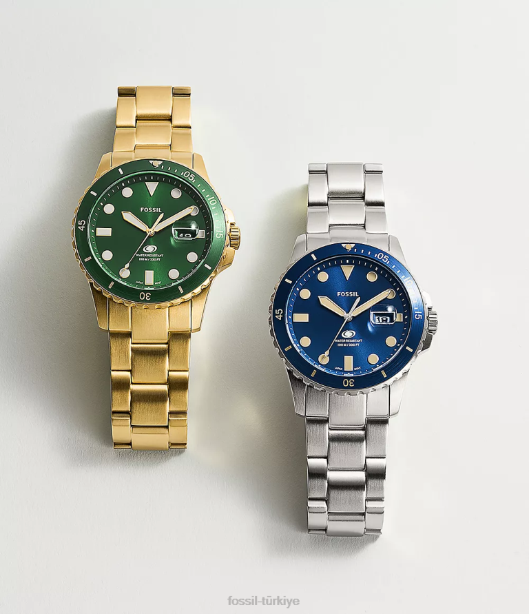 Fossil 6J041350 mavi üç ibreli paslanmaz çelik saat kol saati erkekler