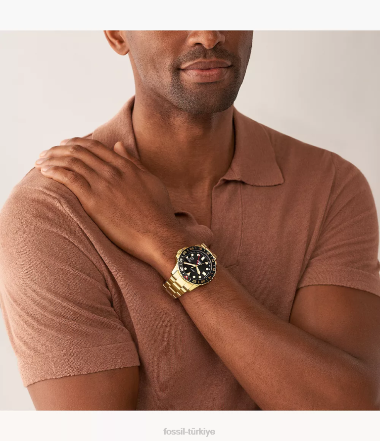 Fossil 6J041356 mavi gmt paslanmaz çelik saat kol saati erkekler