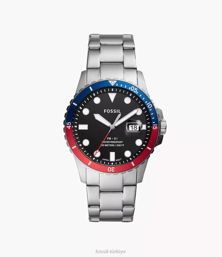 Fossil 6J041359 gümüş ton fb-01 üç ibreli tarih paslanmaz çelik saat kol saati erkekler