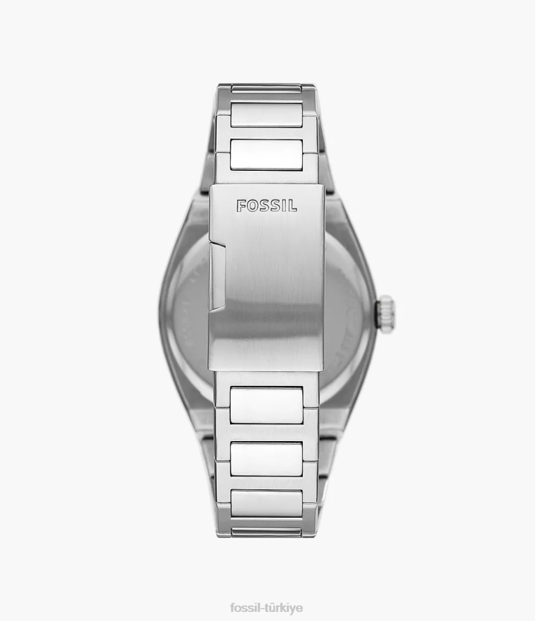 Fossil 6J041362 gümüş ton everett üç ibreli paslanmaz çelik saat kol saati erkekler