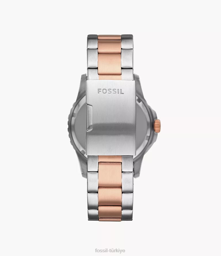 Fossil 6J041370 iki ton fb-01 üç ibreli tarih paslanmaz çelik saat kol saati erkekler