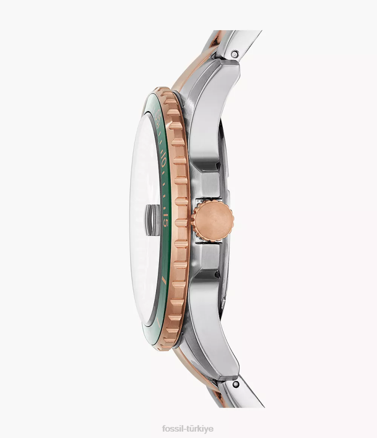 Fossil 6J041370 iki ton fb-01 üç ibreli tarih paslanmaz çelik saat kol saati erkekler