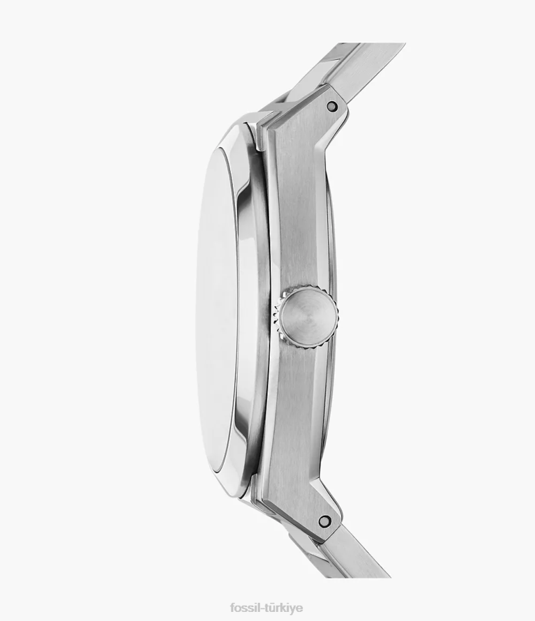 Fossil 6J041372 gümüş ton everett üç ibreli paslanmaz çelik saat kol saati erkekler