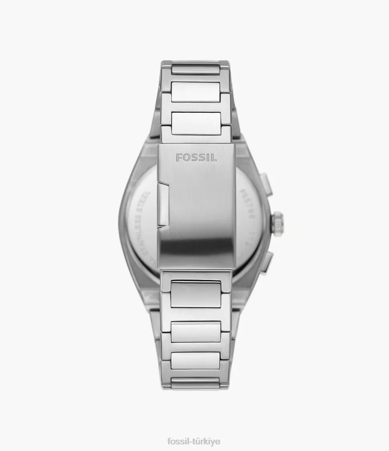 Fossil 6J041373 gümüş ton everett kronograf paslanmaz çelik saat kol saati erkekler