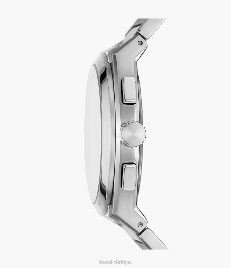 Fossil 6J041373 gümüş ton everett kronograf paslanmaz çelik saat kol saati erkekler