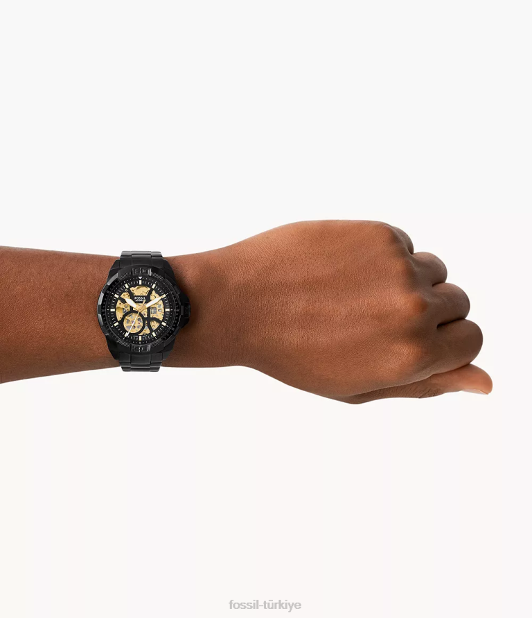 Fossil 6J041374 siyah bronson otomatik paslanmaz çelik saat kol saati erkekler