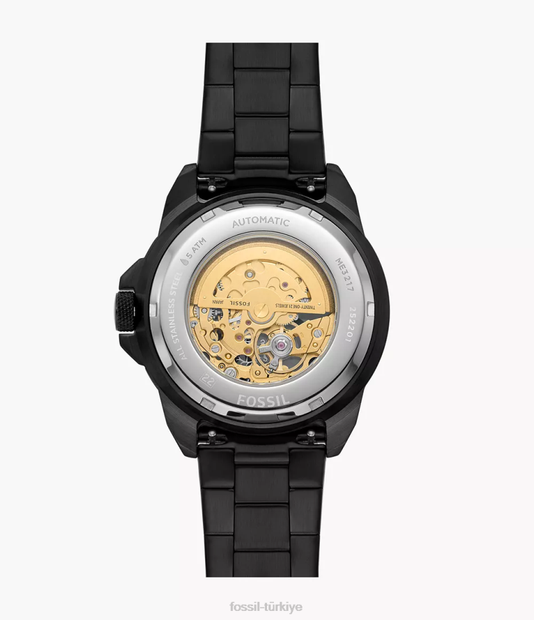 Fossil 6J041374 siyah bronson otomatik paslanmaz çelik saat kol saati erkekler