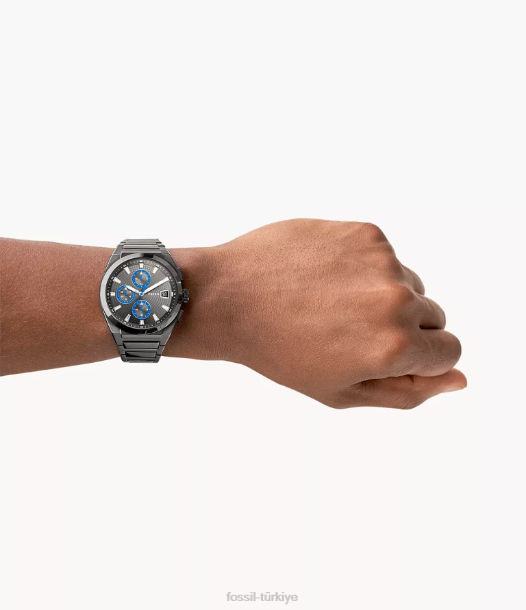 Fossil 6J041377 Sigara içmek everett kronograf paslanmaz çelik saat kol saati erkekler