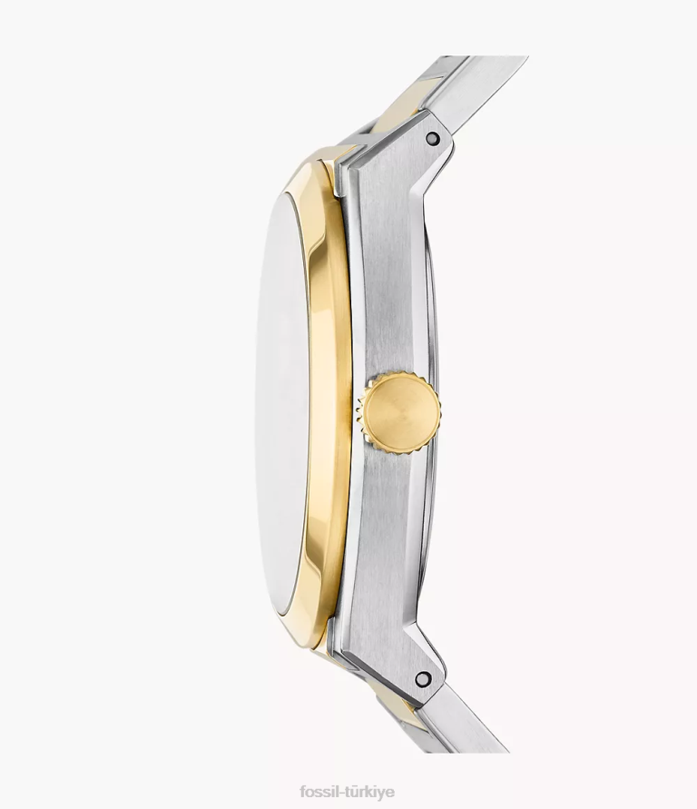 Fossil 6J041379 iki ton everett üç ibreli paslanmaz çelik saat kol saati erkekler