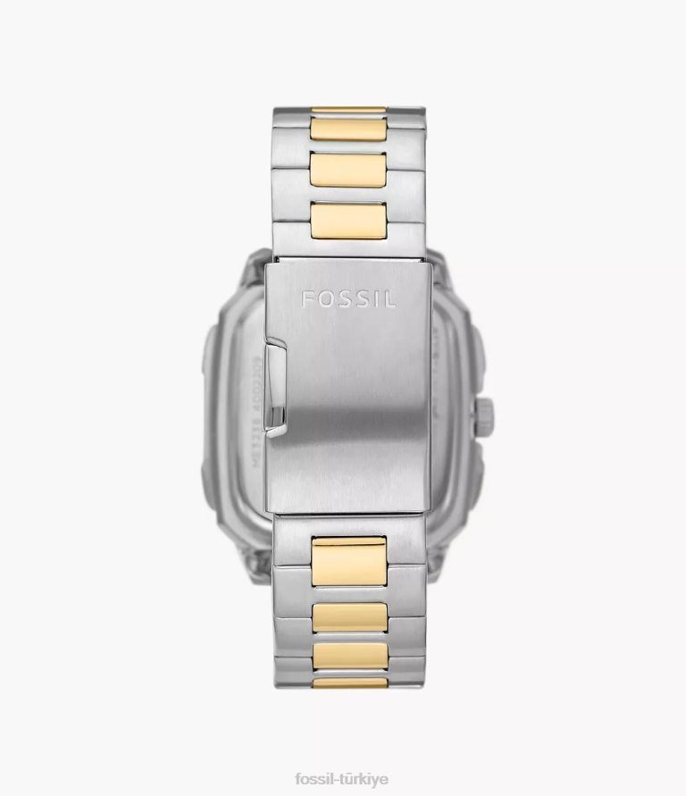 Fossil 6J041383 iki ton yazıtlı otomatik paslanmaz çelik saat kol saati erkekler