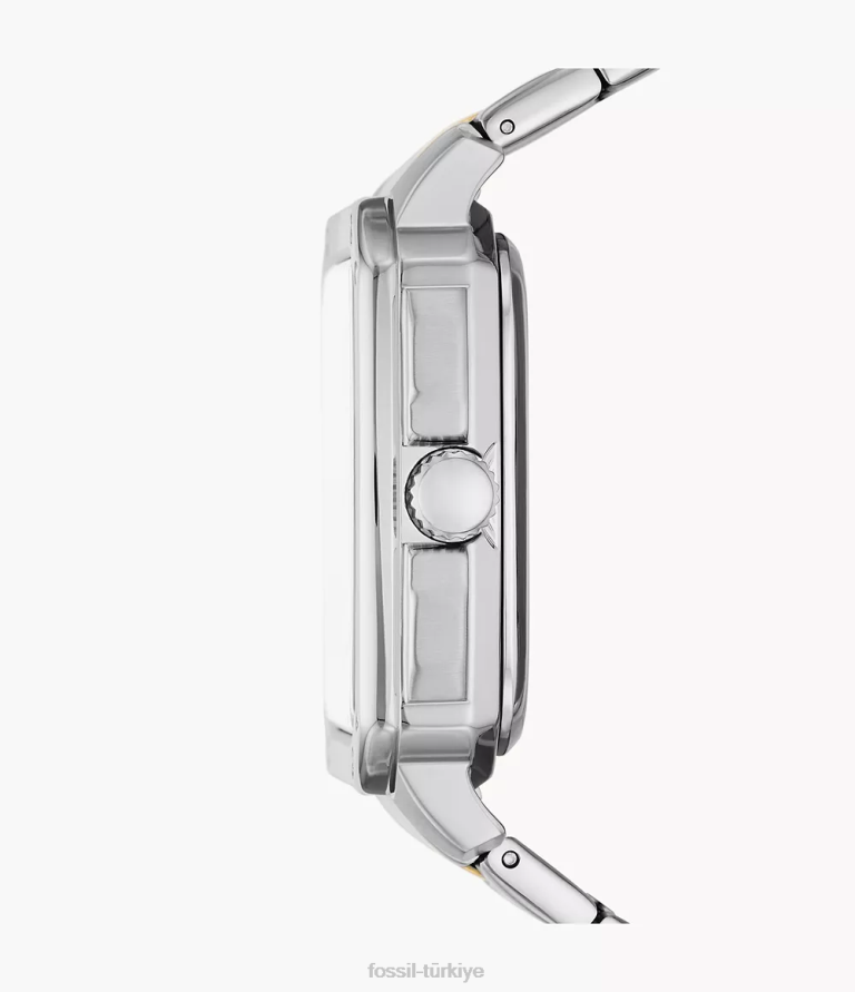Fossil 6J041383 iki ton yazıtlı otomatik paslanmaz çelik saat kol saati erkekler