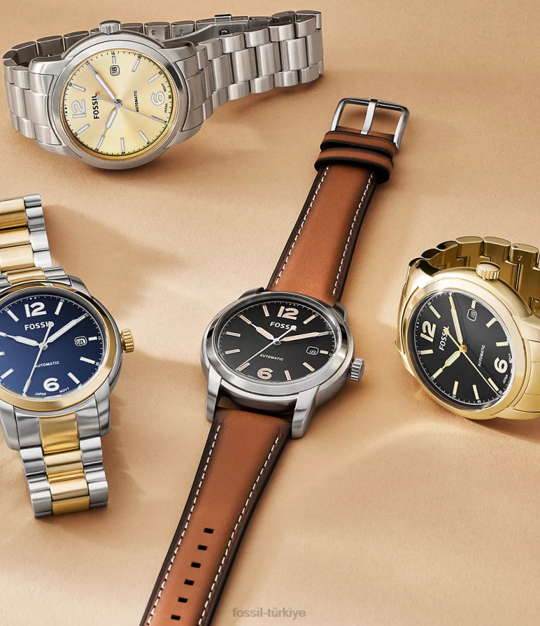 Fossil 6J041386 iki ton miras otomatik paslanmaz çelik saat kol saati erkekler