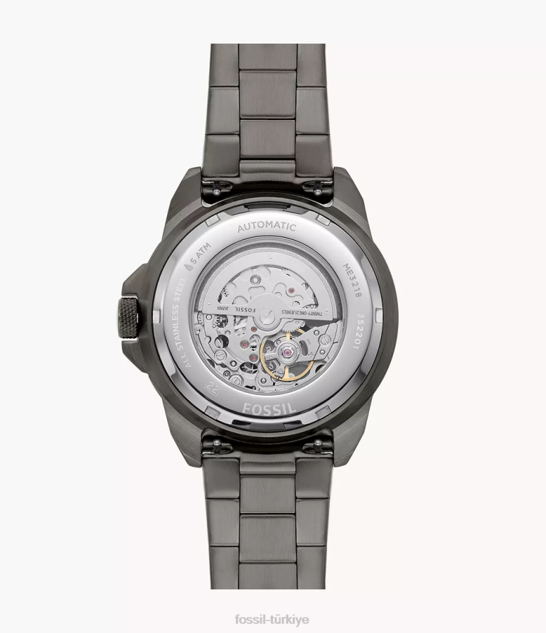 Fossil 6J041388 Sigara içmek bronson otomatik paslanmaz çelik saat kol saati erkekler