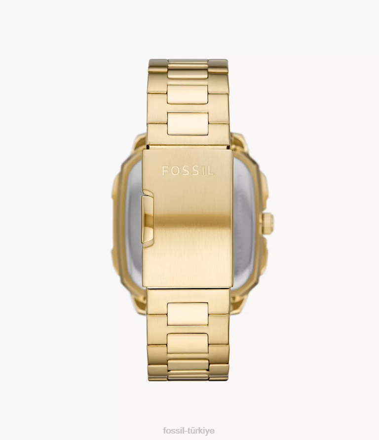 Fossil 6J041392 altın tonu yazıtlı otomatik paslanmaz çelik saat kol saati erkekler