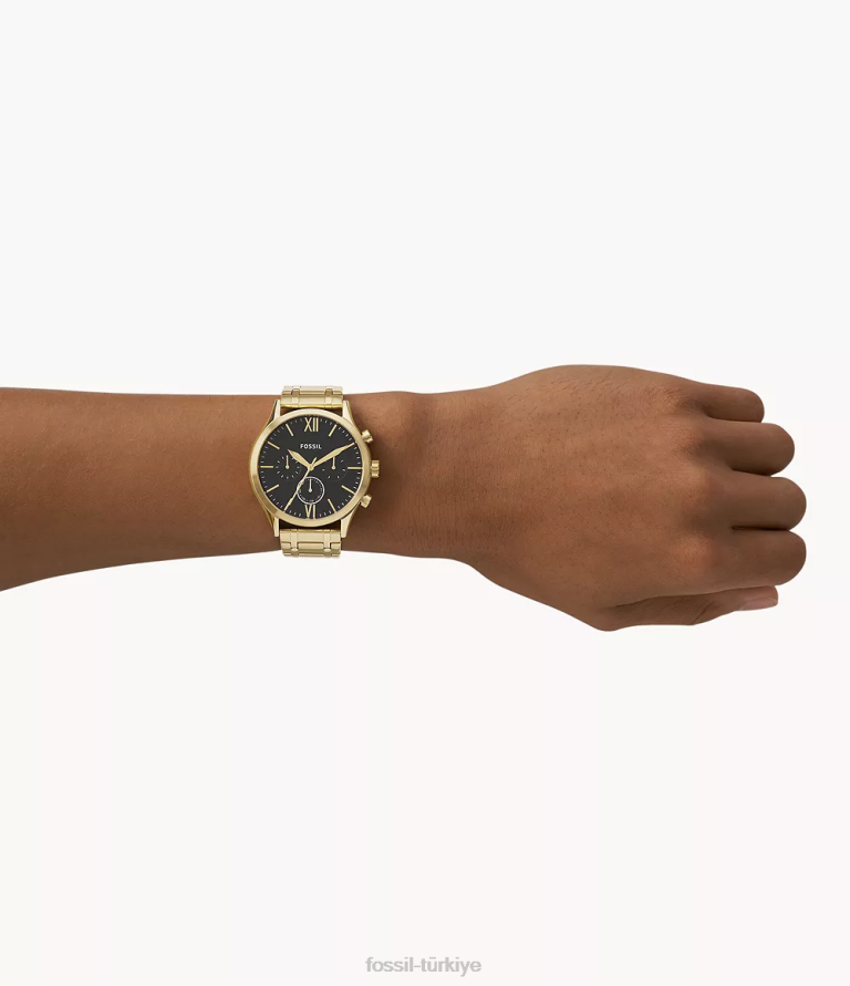 Fossil 6J041513 altın tonu fenmore çok fonksiyonlu paslanmaz çelik saat kol saati erkekler