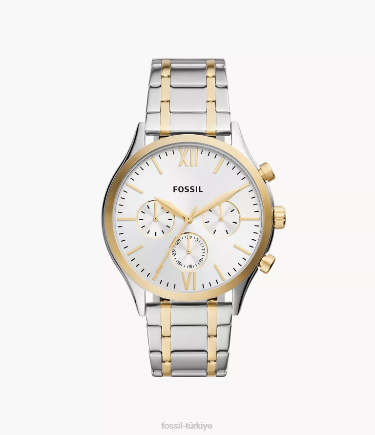 Fossil 6J041524 iki ton fenmore çok fonksiyonlu paslanmaz çelik saat kol saati erkekler