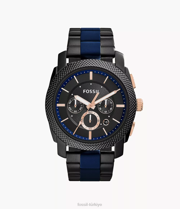 Fossil 6J041526 iki ton makine paslanmaz çelik izle kol saati erkekler