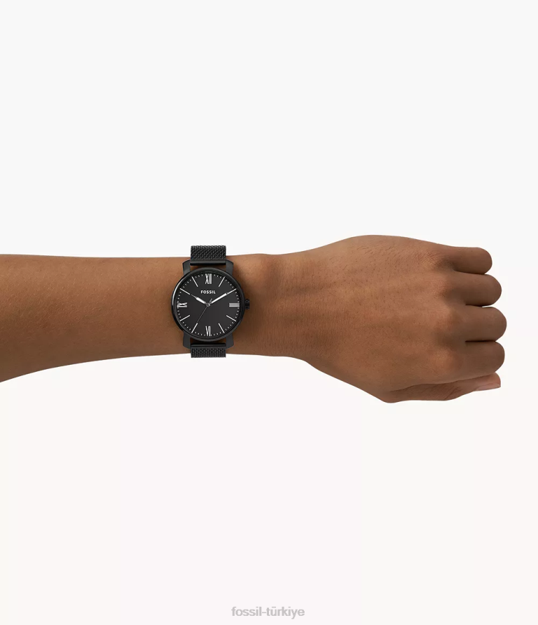 Fossil 6J041534 siyah rhett üç ibreli paslanmaz çelik saat kol saati erkekler