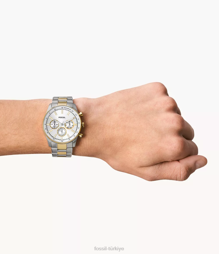 Fossil 6J041540 iki ton Sullivan çok fonksiyonlu paslanmaz çelik saat kol saati erkekler
