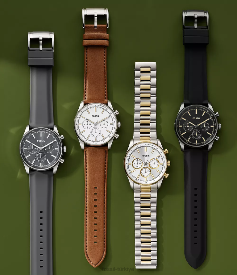 Fossil 6J041540 iki ton Sullivan çok fonksiyonlu paslanmaz çelik saat kol saati erkekler