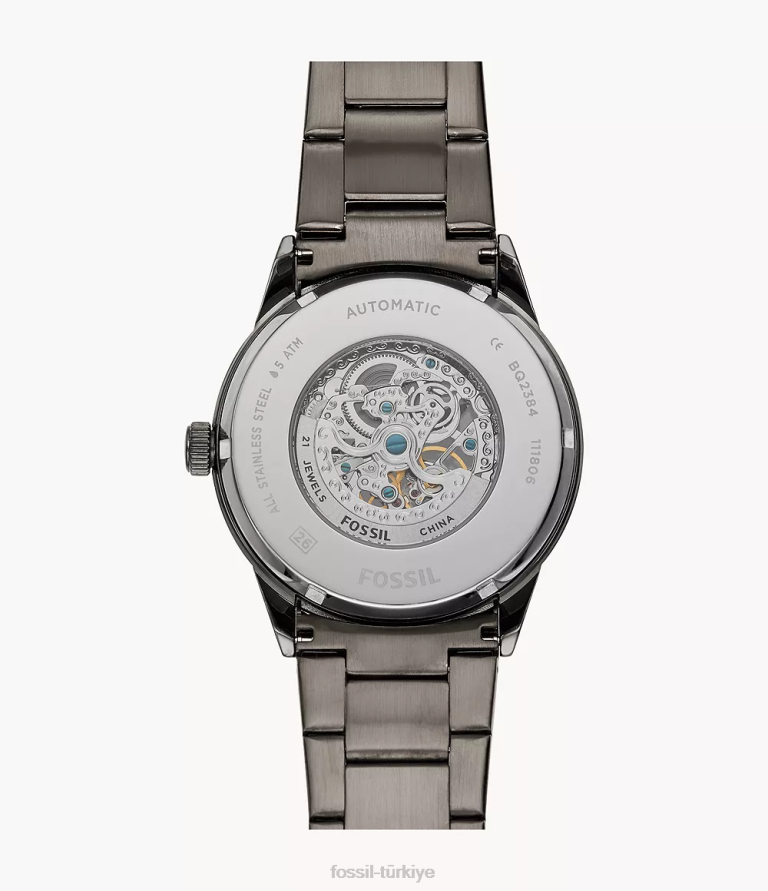 Fossil 6J041541 tunç 48mm flynn otomatik paslanmaz çelik saat kol saati erkekler