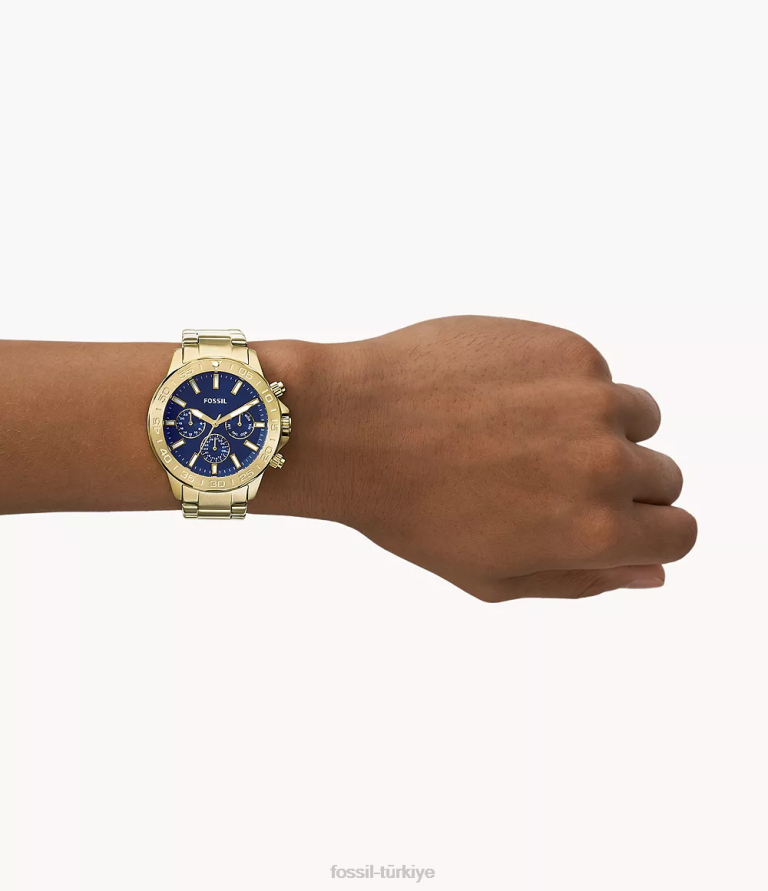 Fossil 6J041543 altın tonu bannon çok fonksiyonlu paslanmaz çelik saat kol saati erkekler