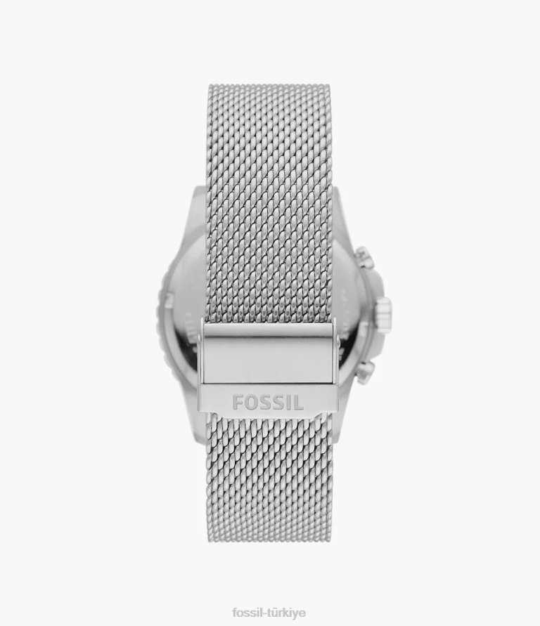 Fossil 6J041546 gümüş ton fb-01 kronograf paslanmaz çelik hasır izle kol saati erkekler