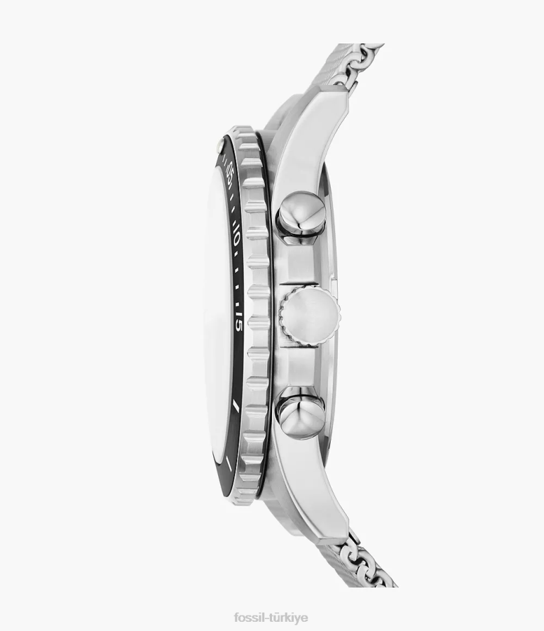Fossil 6J041546 gümüş ton fb-01 kronograf paslanmaz çelik hasır izle kol saati erkekler