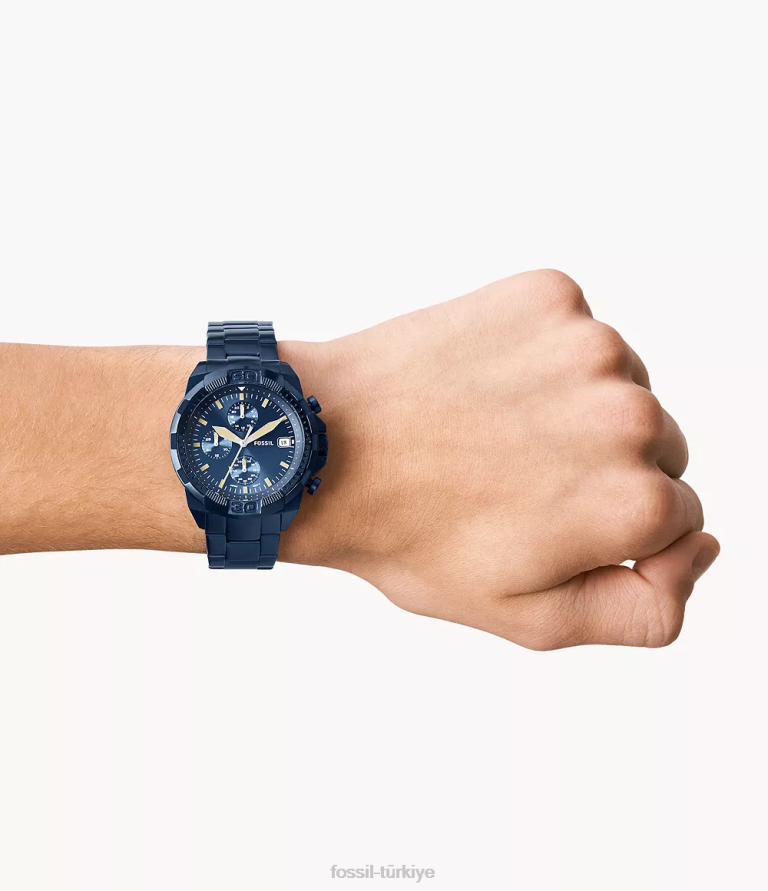 Fossil 6J041556 Donanma bronson kronograf paslanmaz çelik saat kol saati erkekler