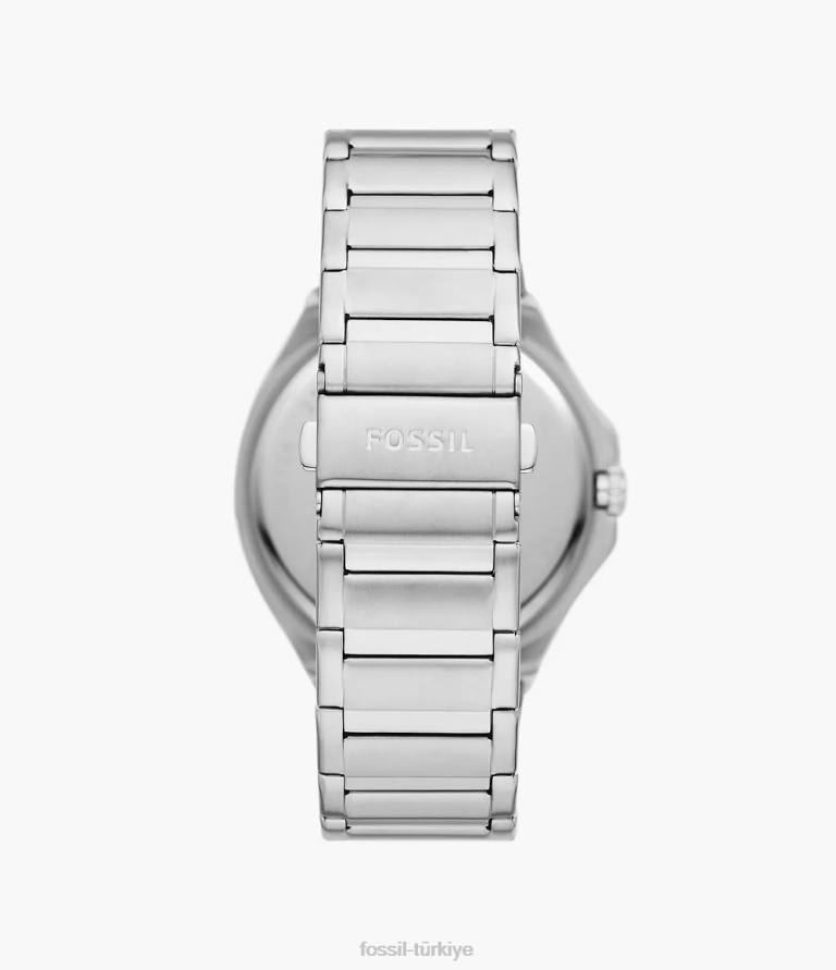 Fossil 6J041569 gümüş ton evanston güneş enerjisiyle çalışan paslanmaz çelik saat kol saati erkekler